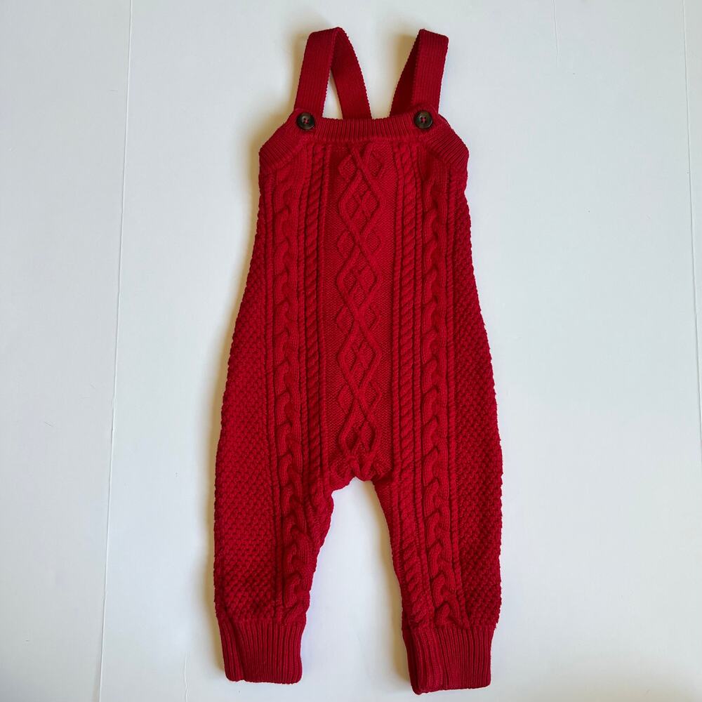 Hanna Andersson Red Baby Knit Overalls 70cm - Picture 2 of 11